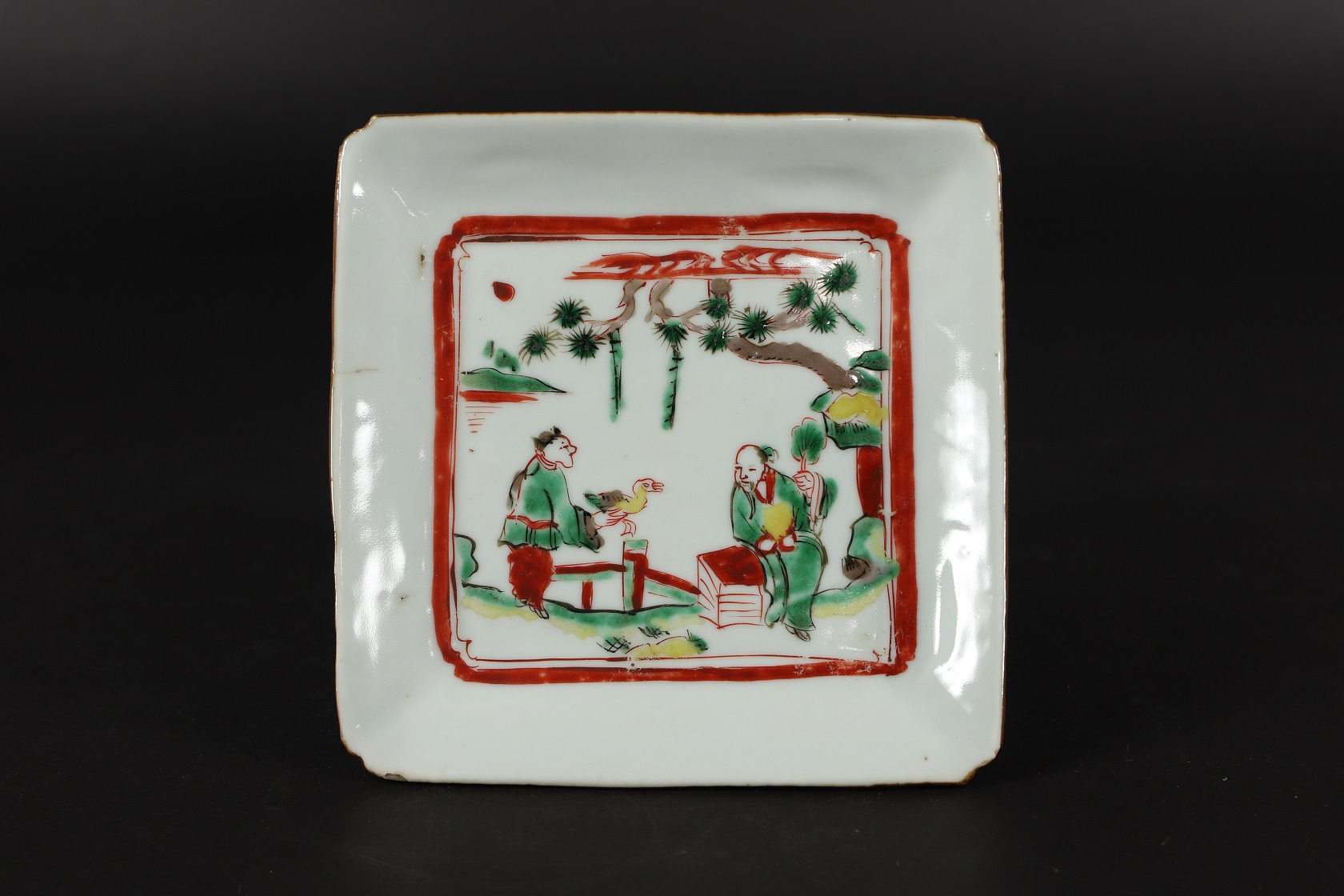 南京赤絵四方皿 十 | 古裂會 (こぎれかい)