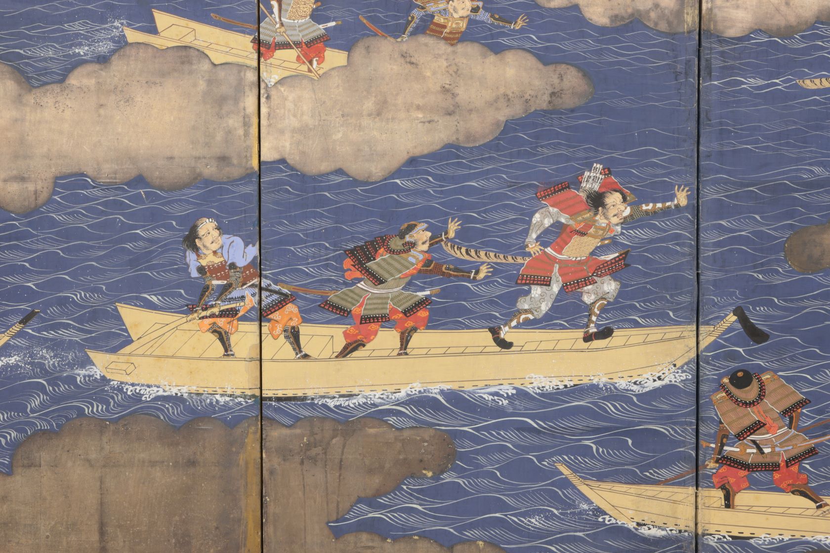 源平合戦屏風 本間 六曲 一双 古裂會 (こぎれかい)